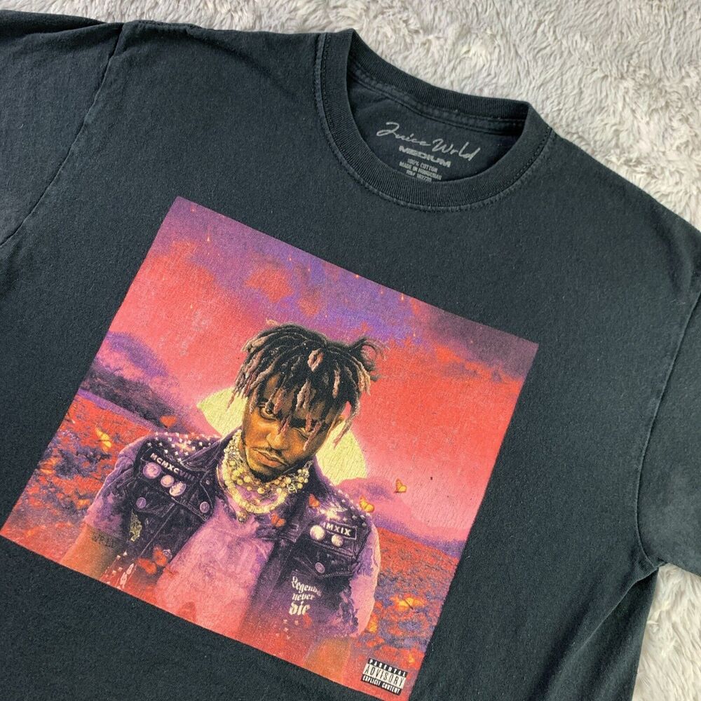 Juice Wrld Shirt Mens Medium Black Short Sleeve Legends Never Die Rap Music Tee